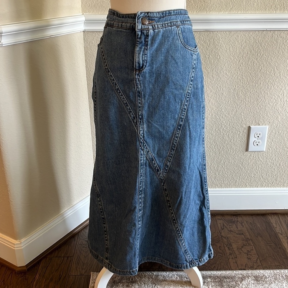 Putumayo Denim Maxi Asymmetrical Skirt Size 8